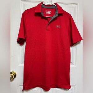 Under Armour Sz S Mens Red UA Tech Loose-Fit Golf Polo Team Shirt 1290140 600
